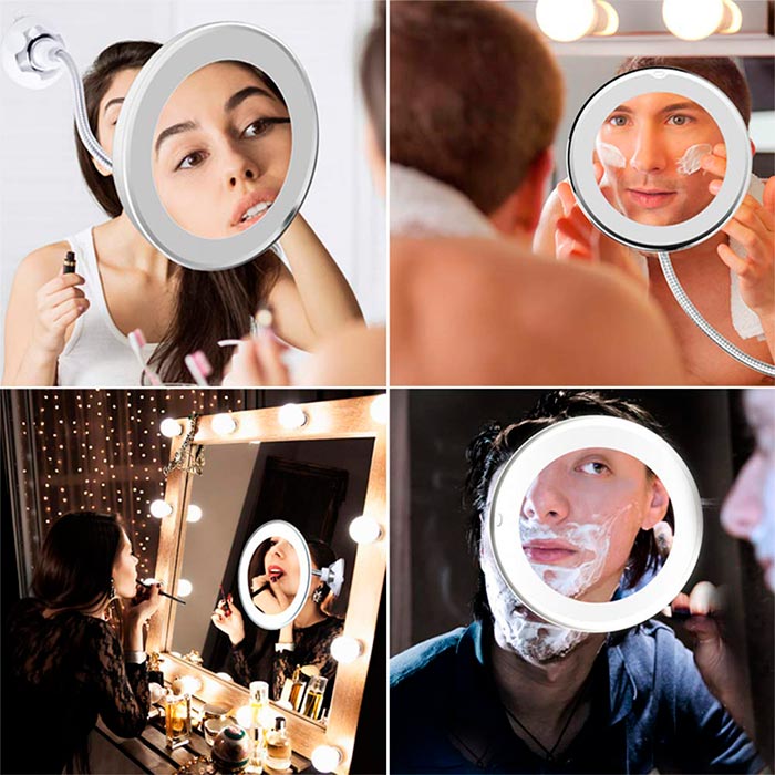 BeautyMirror, zrkadlo s priblížením, výkonným LED svetlom a ohybným držiakom - Image 8