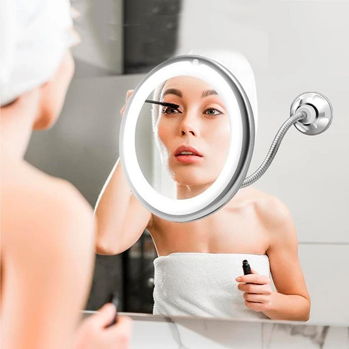 BeautyMirror, zrkadlo s priblížením, výkonným LED svetlom a ohybným držiakom - Image 10