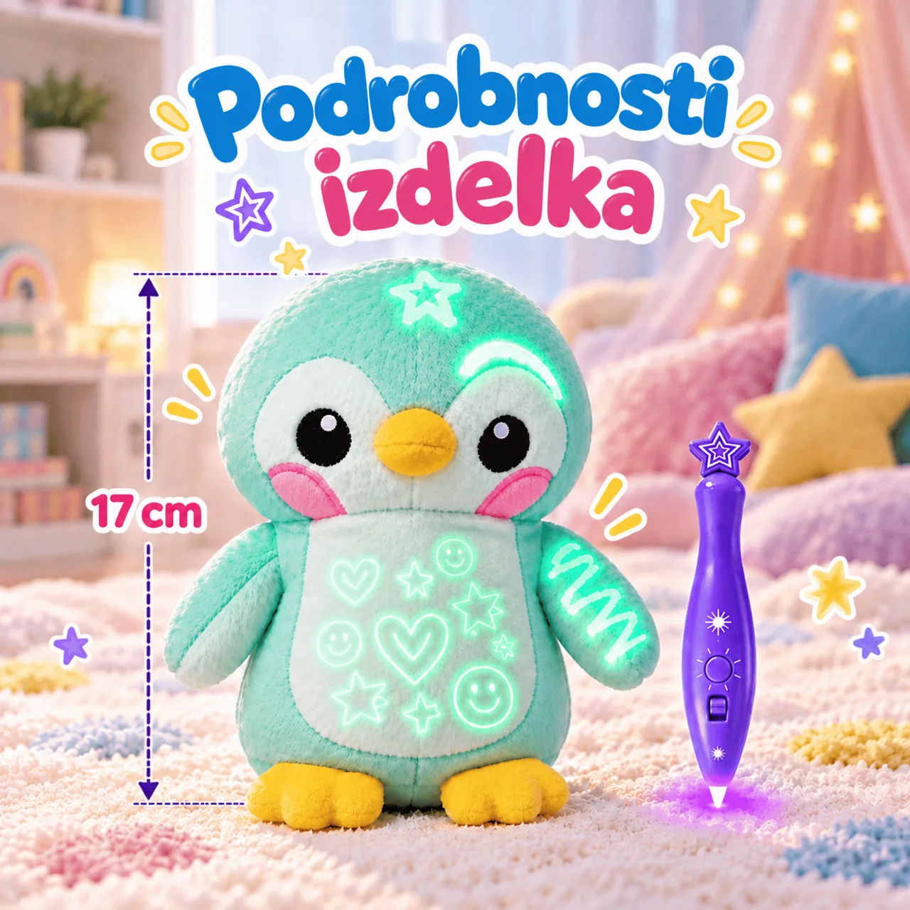 Plyšový tučniak svietiaci v tme, BestFriend - Image 3
