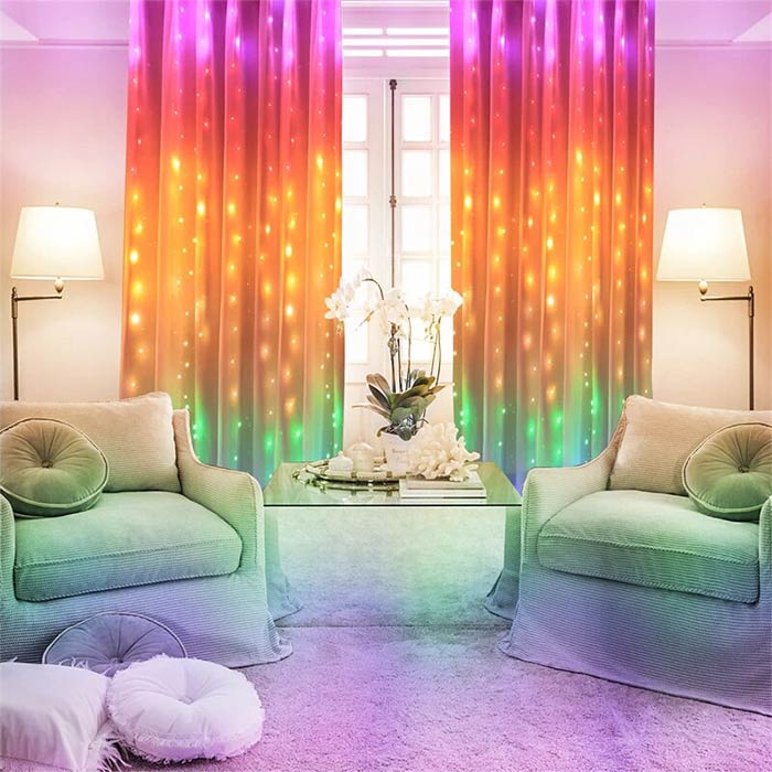 ColorfulCurtain, svetelný záves s 300 farebnými LED svetlami - Image 9