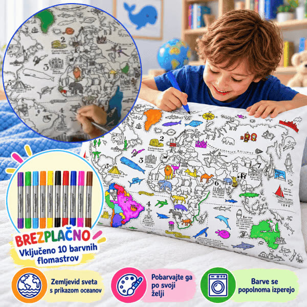 Vyfarbi si vankúš – mapa sveta, ColoringPillow - video