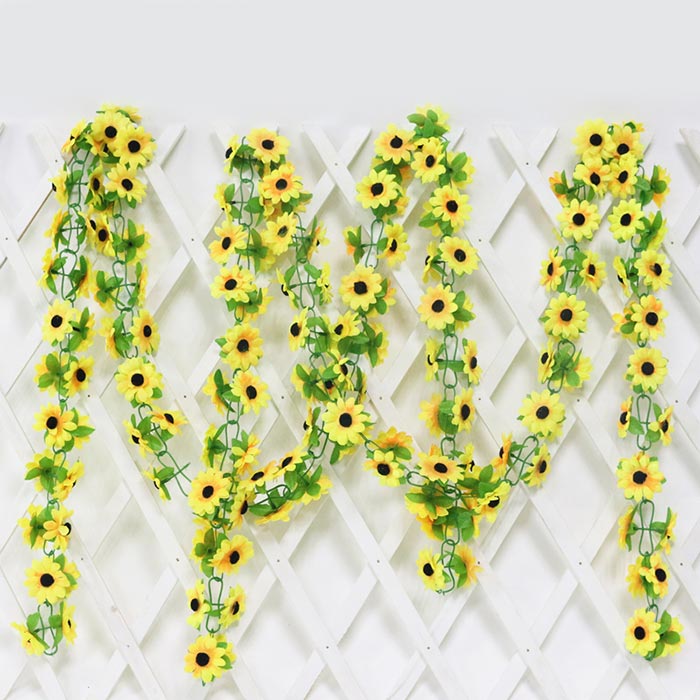 GarlandSunflower, umelá slnečnicová girlanda s prírodným vzhľadom (2 kusy) - Image 8