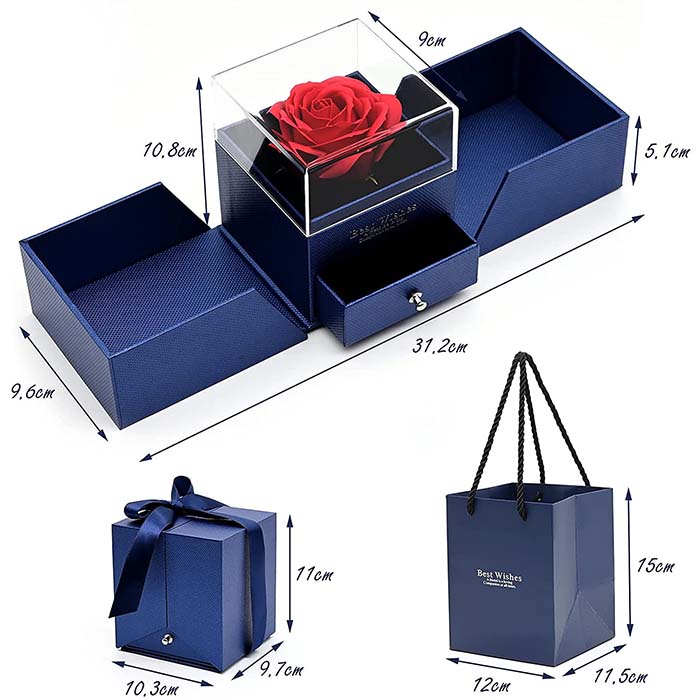 GiftBox, náhrdelník s darčekovou krabičkou a krásnou umeleou ružou - Image 7