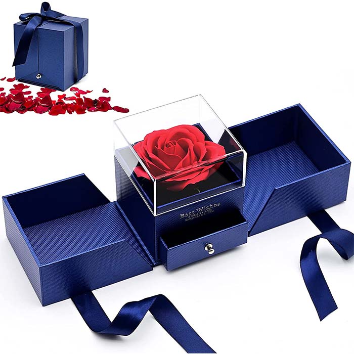 GiftBox, náhrdelník s darčekovou krabičkou a krásnou umeleou ružou - Image 8