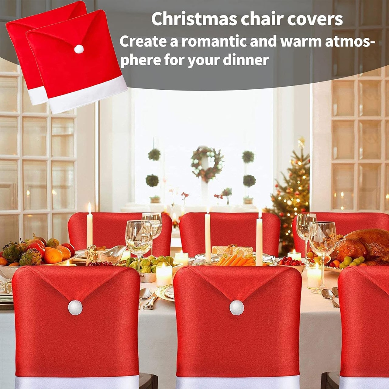 HatBundle, podložka pod tanier v tvare Santa klobúka (20 kusov) a slávnostný poťah na stoličku (4 kusy) - Image 2