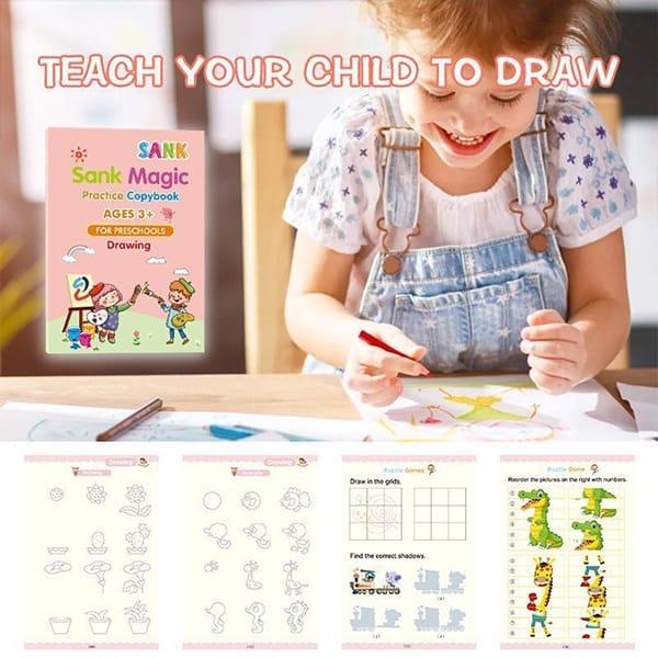 KidBook, 4-dielna sada pracovných zošitov na písanie a kreslenie pomocou čarovného pera, ktoré sa automaticky vymaže - Image 9
