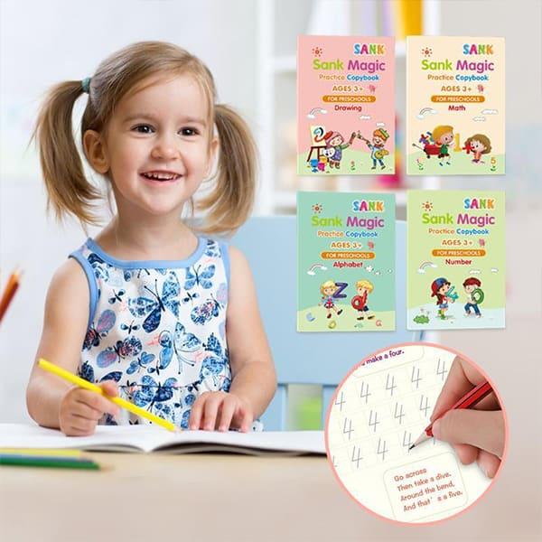 KidBook, 4-dielna sada pracovných zošitov na písanie a kreslenie pomocou čarovného pera, ktoré sa automaticky vymaže - Image 10