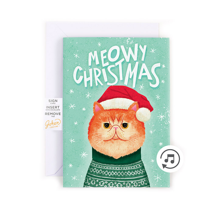 MeowCard, zábavná zvuková vianočná karta s mačkou - Image 1
