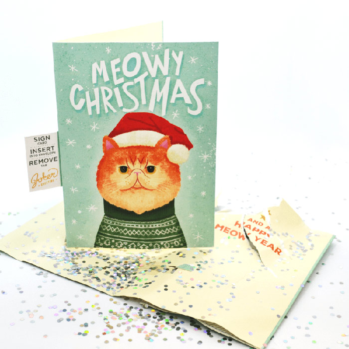 Pozdravná karta MeowCard prehráva mňaukanie, keď ju otvoríte!
