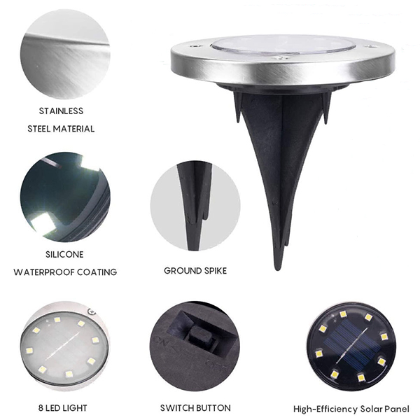 SolarGardenLights, 4 solárne LED záhradné alebo chodníkové lampy - Image 4