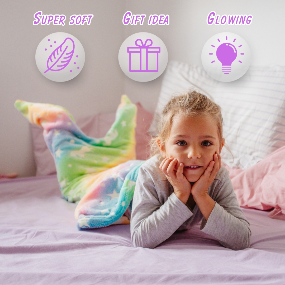 SparkleMermaid, darčekový set s dekou pre dievčatko a diamantovým a samolepkovým tvorivým setom ZADARMO - Image 7