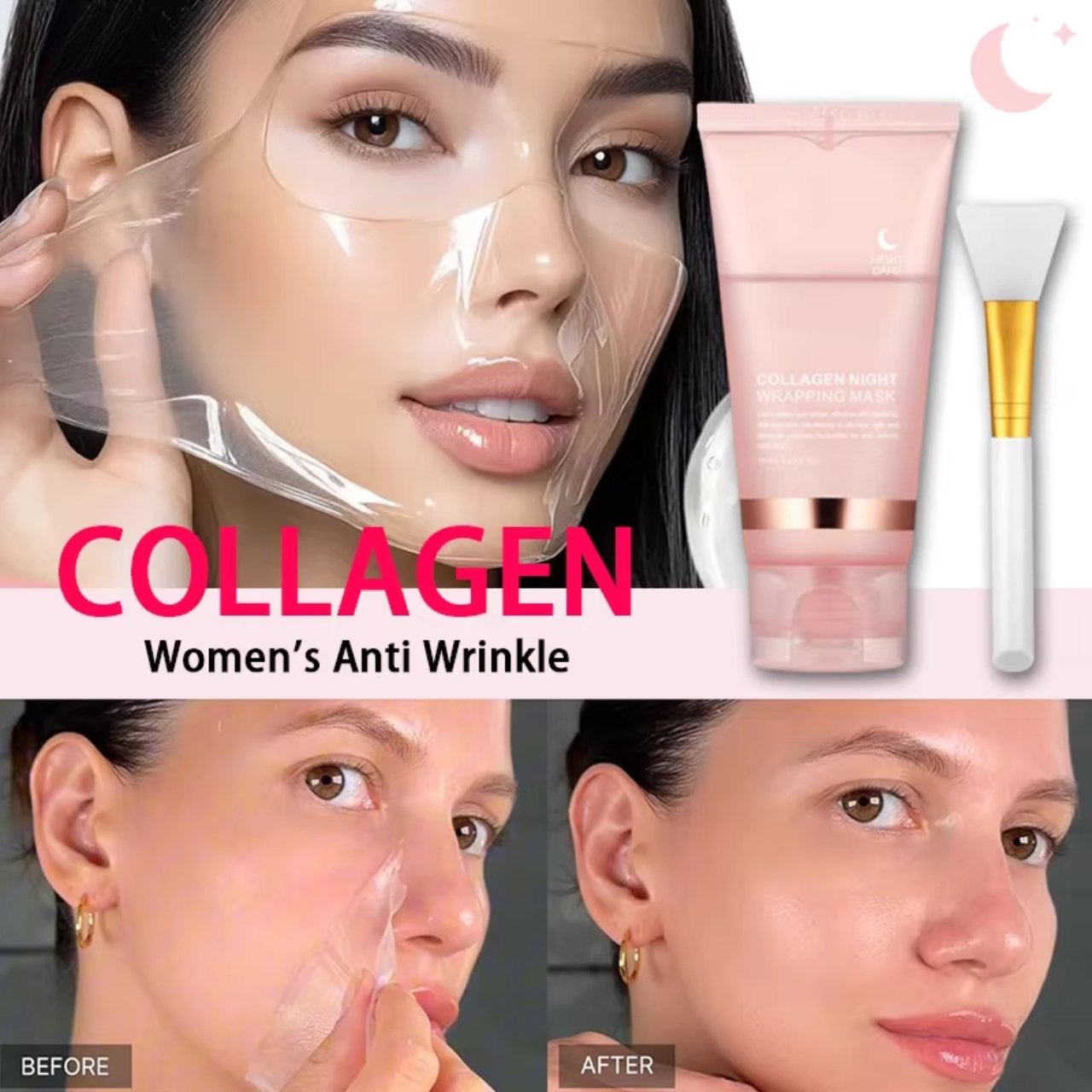CollagenMask, kolagénová nočná maska na tvár s peel-off efektom (1+1 ZDARMA ) - Image 3